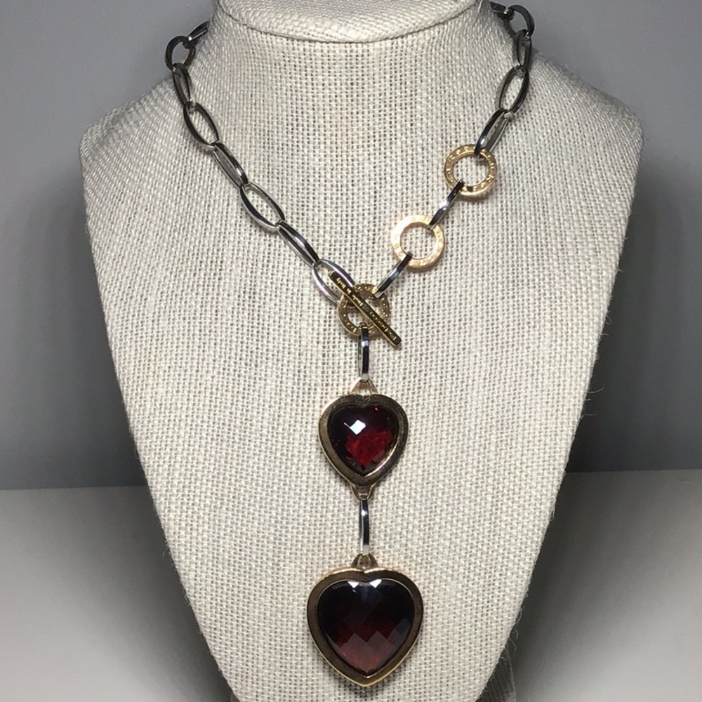 Rebecca Red Hearts Two Tone Necklace